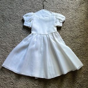 Little Girls White Satin and Tulle Formal Dress